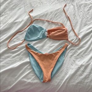 Lspace Two-Tone Bikini Set in Blue and Orange